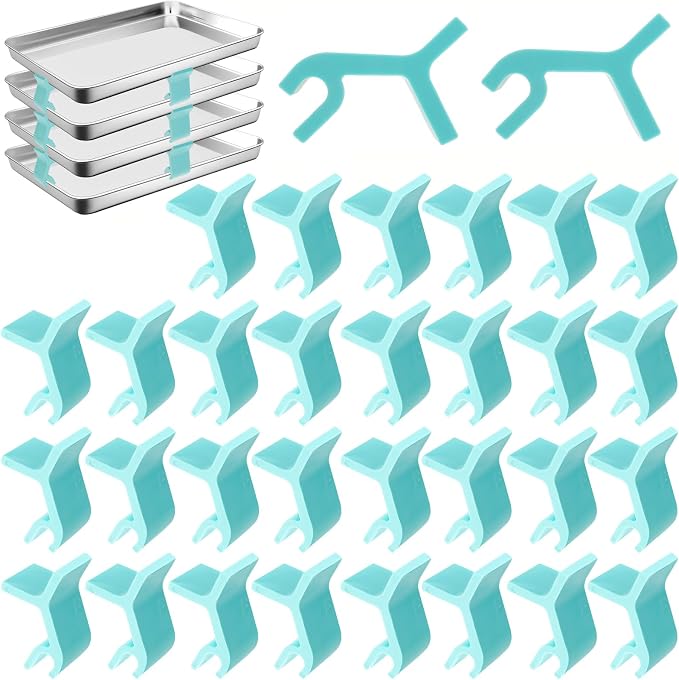 32PCS Baking Sheet Stackers Set Space-Saving Tray Stackers Reusable Trays Stacking Holder Multipurpose Baking Tray Stackers for Freeze Dryer Trays (32PCS)