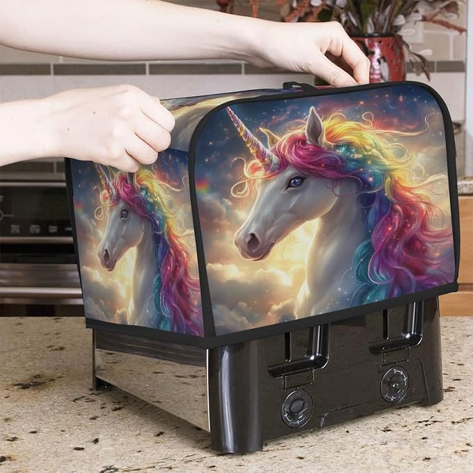 Toaster Cover 4 Slice Wide Slot Unicorn GalaxyBread Toaster Oven Dustproof Cover Small Appliance Kitchen Covers Dust and Fingerprint Protection for Women Gift 4 Slice