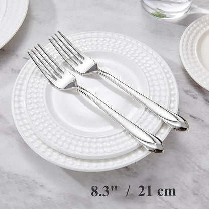 KEAWELL Premium Astra 4-Piece 8.3 inch Dinner Fork Set – 18/10 Stainless Steel Mirror-Finished Silverware with Diamond-Faceted Handles, Comfortable Grip and Dishwasher Safe (4, Dinner Forks)