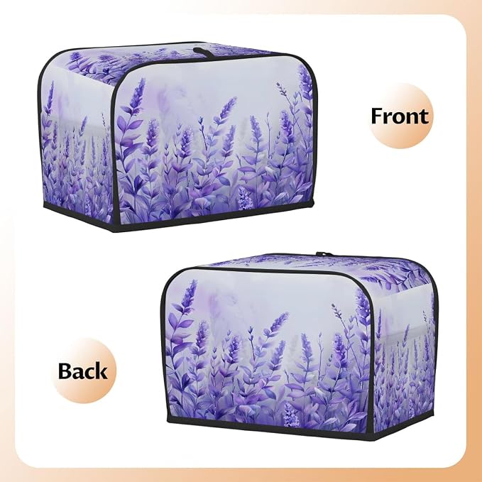 Flower Lavender Toaster Cover 2 Slice Wide Slot Washable Toaster Covers | Purple Art Dust and Fingerprint Protection Bread Maker Covers for Kitchen Accessories Decor Bakeware Women Gift