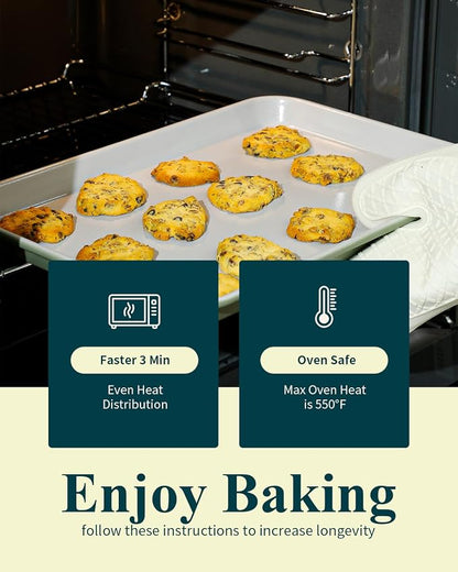 7PCS Ceramic-Coated Baking Sheet Set - 10x15in Jelly Roll Pan Non-Stick Cookie Sheet with Wire Rack, Silicone Spatula & 4 Cookie Cutters, PFAS Free, Oven Safe (550°F), Pistachio Green