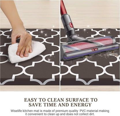 WISELIFE Kitchen Mat Cushioned Anti-Fatigue Kitchen Rug,17.3"x 39",Non Slip Waterproof Kitchen Mats and Rugs Heavy Duty PVC Ergonomic Comfort Mat for Kitchen, Floor Home, Office, Sink, Laundry