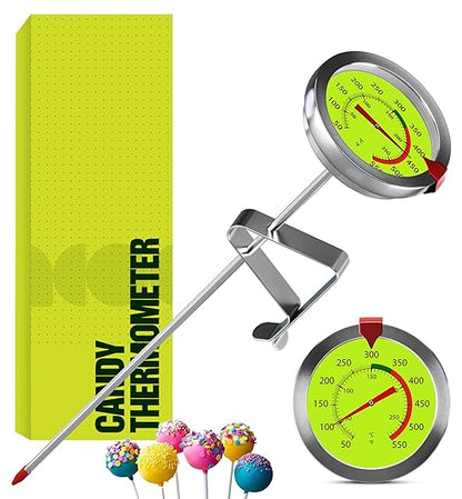 CRAFT911 Candy Thermometer with Pot Clip - Deep Fry Oil Thermometer for Frying and Candle Making (Lemon)