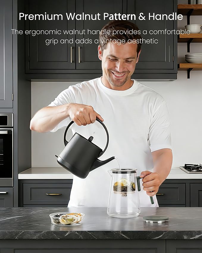 ZENS Enchanted Tea Pot with Magnetic Lid, Magic Glass Infuser Teapot for Loose Leaf Tea Steeper, Mess-Free Herbal Tea Maker, Tea Diffusers for Tea Lovers Ideal Gifts, 34oz (1000 ml)