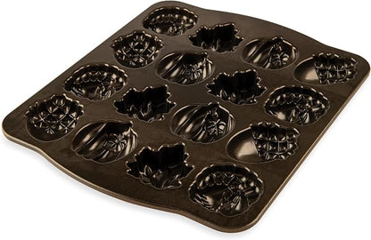 Nordic Ware Autumn Cakelet Pan, 3-Cup, Bronze