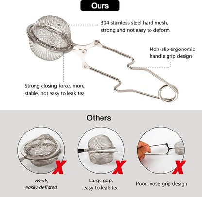 Snap Ball Tea Strainer, Exptolii 2 Pack Stainless Steel Tea Infuser Filter with Handle for Loose Leaf Tea, Spices, Seasonings