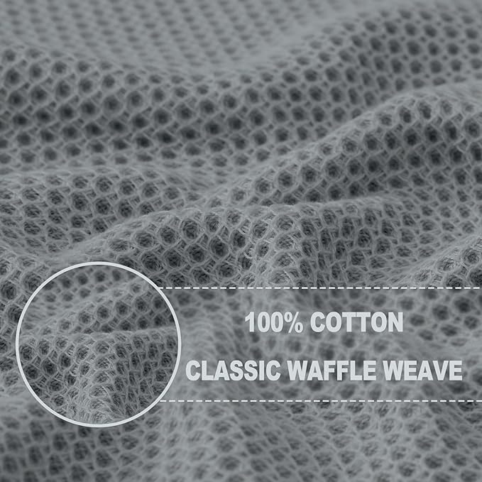 Homaxy 100% Cotton Waffle Weave Kitchen Dish Towels, Ultra Soft Absorbent Quick Drying Cleaning Towel, 13 x 28 Inches, 18-Pack, Grey