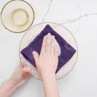 Homaxy 100% Cotton Waffle Weave Kitchen Dish Cloths, Ultra Soft Absorbent Quick Drying Dish Towels, 12 x 12 Inches, 18-Pack, Eggplant