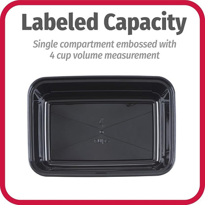 GoodCook Everyday Meal Prep 1‑Compartment Set with 50 Containers + 10 condiment cups with lids, made without BPA, Black