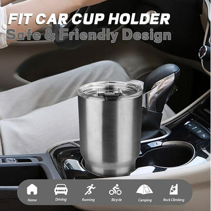 30 oz Tumbler with Lids and Straws, Stainless Steel Insulated Coffee Tumbler, Double Wall Vacuum Insulated Travel Mug Cup, Leakproof Thermal Coffee Cup for Hot and Cold Drinks(Silver)