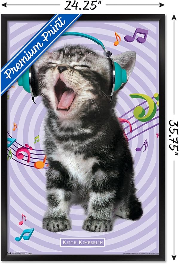 Trends International Keith Kimberlin - Kitten - Singing Wall Poster, 22.375" x 34", Black Framed Version