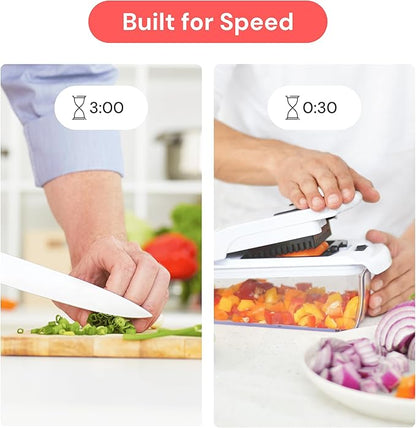 Fullstar Vegetable Chopper & Mandoline Slicer for Kitchen - Food Chopper with Container, Cheese Grater, Home Essentials & Kitchen Gadgets (7 in 1, White)