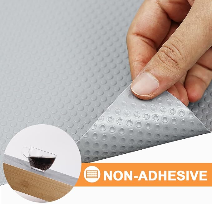 Shelf Liner 24 inch-Wide Waterproof Cabinets Liners - Non Adhesive, Easy to Cut Under Sink Mat Liners for Kitchens Drawer, Shelves, 24 X 300 Inch Light Gray