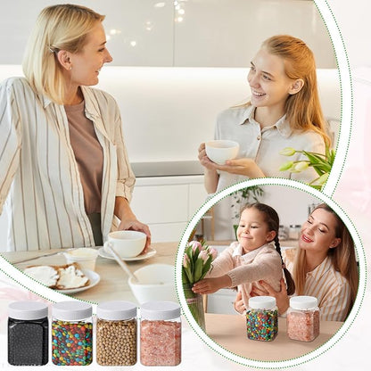 Nosiny 12 Pcs 24 oz Clear Plastic Jars with Lids Square Plastic Container Large Candy Jars with Screw on Lids Refillable Kitchen Storage Containers for Dry Food, Coffee (White)