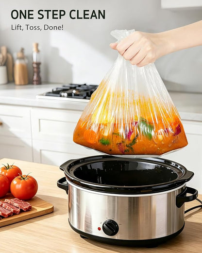Syntus 30 Count Slow Cooker Liners, Small Size 10.5" x 17.5" Fits 1-3 Quart Pots BPA-free Disposable Cooking Bags Suitable for Oval & Round & Retangular Slow Cookers