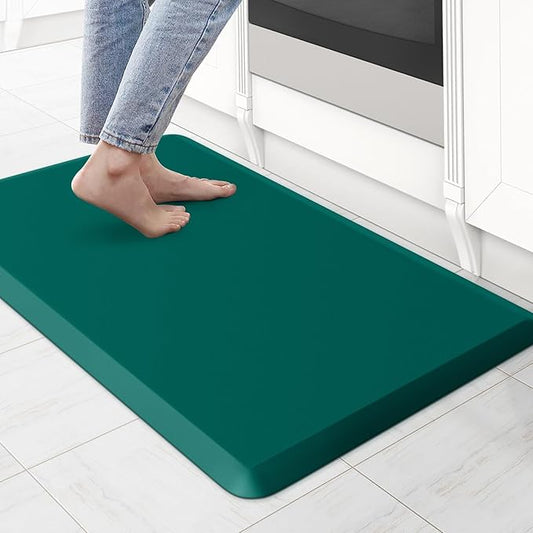 KitchenClouds Kitchen Mat Cushioned Anti Fatigue Rug 17.3"x28" Water Resistant, Non Slip, Standing and Comfort Desk/Floor Mats for House Sink Office (Dark Green)