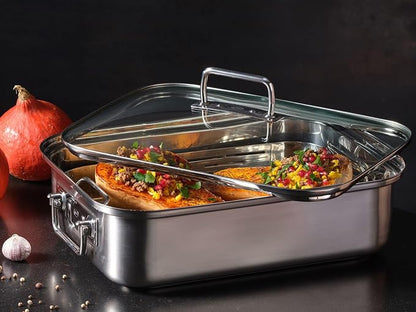 Rösle EXPERTISO Cookware Collection 15" x 11" x 5" Stainless Steel Rectangular Roaser