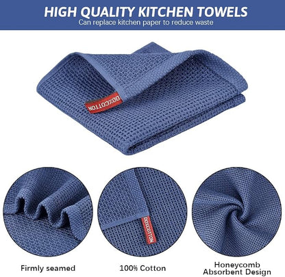 Nialnant 100% Cotton Kitchen Dish Towels,Waffle Weave Dish Cloths for Washing Dishes,Soft Absorbent Dish Rags,Quick Drying Cleaning Rags-12x12 in, 6 Pack