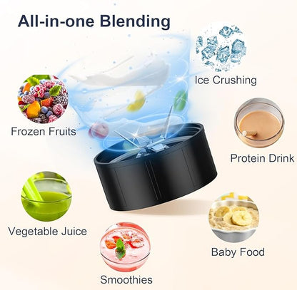KOIOS Smoothie Blender, 900W Personal Blender for Shakes and Smoothies for Kitchen with 2 Portable Cups 22oz, Single Serve Smoothies Maker Mixer for Juices, Nutritious Recipe, Grey Blue