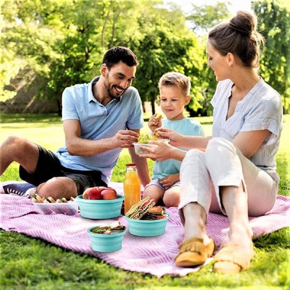 Collapsible Food Storage Containers, Collapsible Bowls with Lids for Camping Kitchen Stuff, RV Accessories for Inside Storage and Organization Camper Must Haves, Space Saving Silicone Bowls