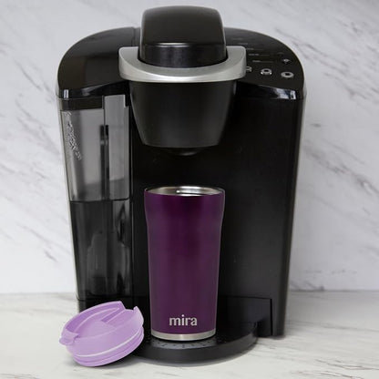 MIRA 12 oz Coffee Travel Mug - Stainless Steel Insulated Tumbler with Leak-Proof Lid - Hot & Cold Cup - Iris
