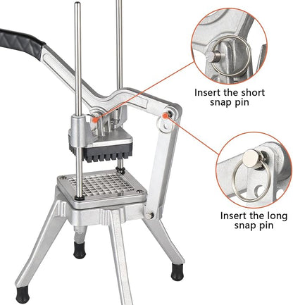 ROVSUN Commercial Vegetable Chopper French Fry Cutter with 4 Sizes Blades, Potato Dicer Slicer Fruit Chopper Stainless Steel for Restaurant, Home & Kitchen, 1/2", 3/8", 1/4" & 8-Wedge Blades