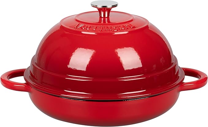VORRINGARD Cast Iron Enameled Dutch Oven Pot with Lid for Bread Baking, Bread Oven, 6 Quart, Red