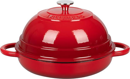 VORRINGARD Cast Iron Enameled Dutch Oven Pot with Lid for Bread Baking, Bread Oven, 6 Quart, Red