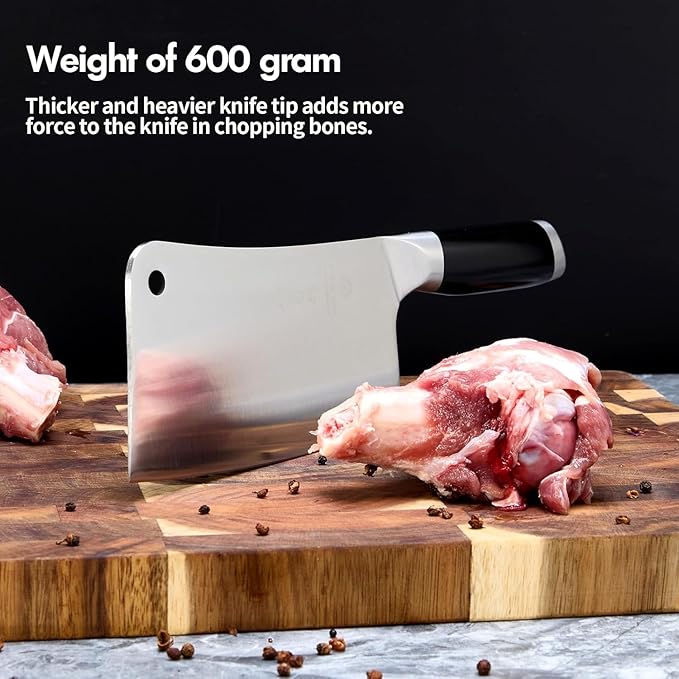 SHI BA ZI ZUO Meat Cleaver Set, 2 Pieces Professional Butcher Knife and Chef Knife Bone Chopper Perfect for Restaurants and Home Kitchen Use