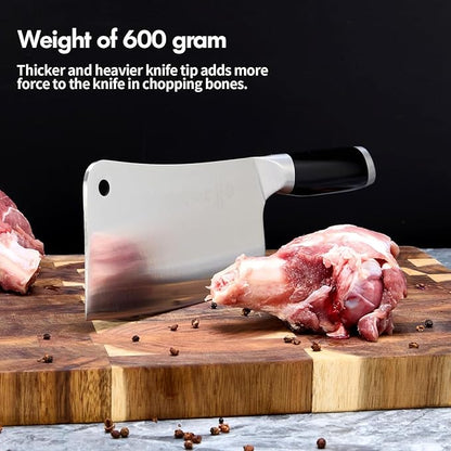 SHI BA ZI ZUO Meat Cleaver Set, 2 Pieces Professional Butcher Knife and Chef Knife Bone Chopper Perfect for Restaurants and Home Kitchen Use