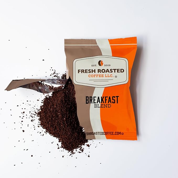 Fresh Roasted Coffee, Breakfast Blend Drip Ground Fractional Packs, Light Roast, Kosher, 2.25 oz, 96 Count