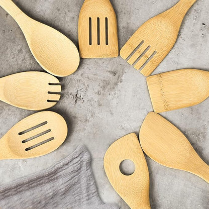 DEAYOU 16 PCS Bamboo Kitchen Utensils, Wood Spoons Spatula Set for Cooking, Nonstick Natural Cooking Utensils for Cookware, Wok, Everyday Use, Mothers Day Gifts, Housewarming Gifts