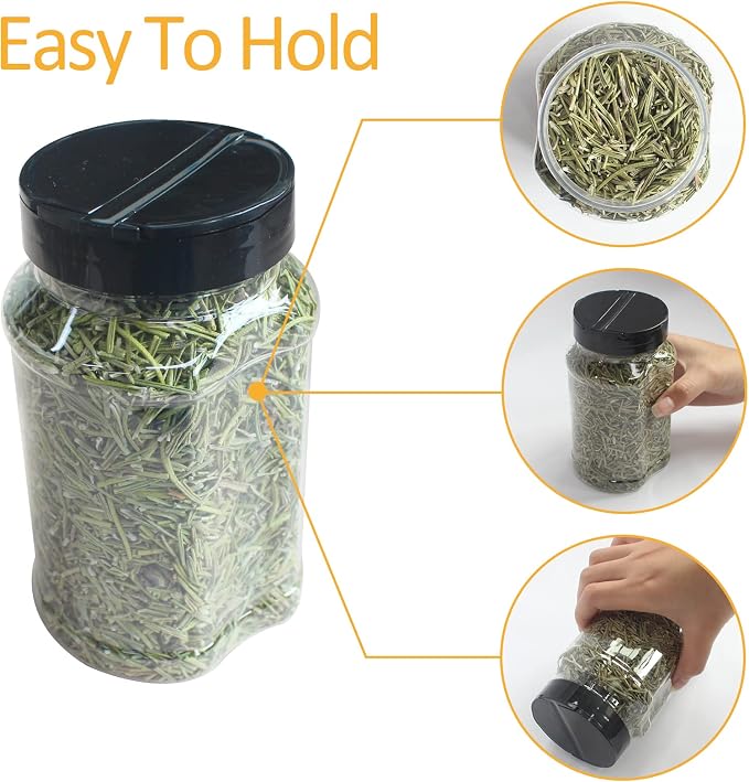 12 Pack 16 oz Clear Plastic Spice Jars With Black Plastic Lids, Spice Bottles, Seasoning Containers with Chalk Labels, Pen, Spices Containers For Kitchen Cabinet