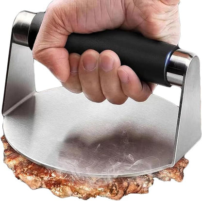 5.5inches 304Stainless Steel Burger Press, Round Burger Smasher ，Hamburger Press for Griddle, Ground Steak Press，Smash Burger Press with Anti-Scald Handle