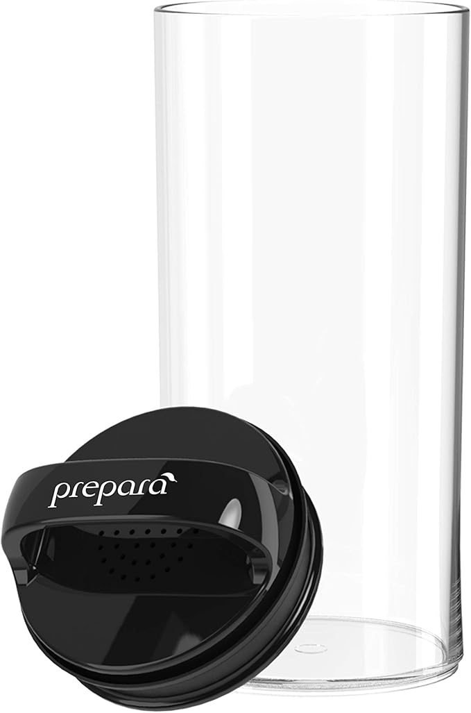 Prepara Evak Fresh Saver Airtight Plastic Container,Small/Tall (8” x 3.75”, 4.2 Cups), BPA-Free Food Storage Canister Vacuum Sealed Lid Handle, Odor Resistant, Ideal for Coffee Beans & Dry Goods