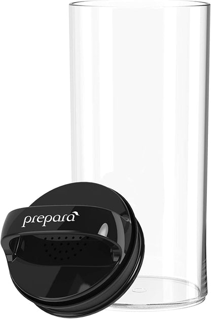 Prepara Evak Fresh Saver Airtight Plastic Container,Small/Tall (8” x 3.75”, 4.2 Cups), BPA-Free Food Storage Canister Vacuum Sealed Lid Handle, Odor Resistant, Ideal for Coffee Beans & Dry Goods