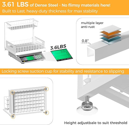 Saydear Under Sink Organizer Storage 2-Tier Premium Metal Pull-Out Kitchen Cabinet Organizer with Sliding Drawer, Height Adjustable, Heavy Duty for Kitchen & Bathroom Organizers 1 Pack White