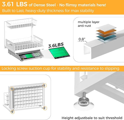 Saydear Under Sink Organizer Storage 2-Tier Premium Metal Pull-Out Kitchen Cabinet Organizer with Sliding Drawer, Height Adjustable, Heavy Duty for Kitchen & Bathroom Organizers 2 Pack White