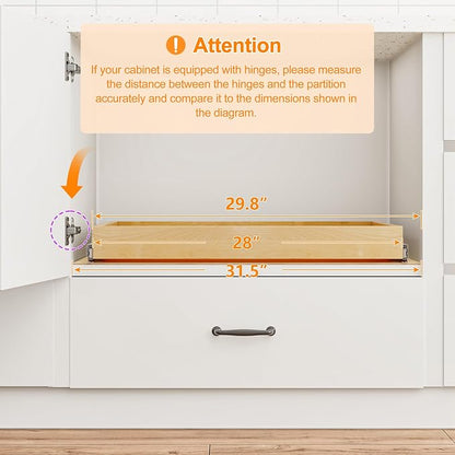 Pull Out Cabinet Organizer, 29" W x 21" D Soft Close Pull Out Drawers for Cabinets with Heavy Duty Slides, Wood Slide Out Drawers for Kitchen Cabinets