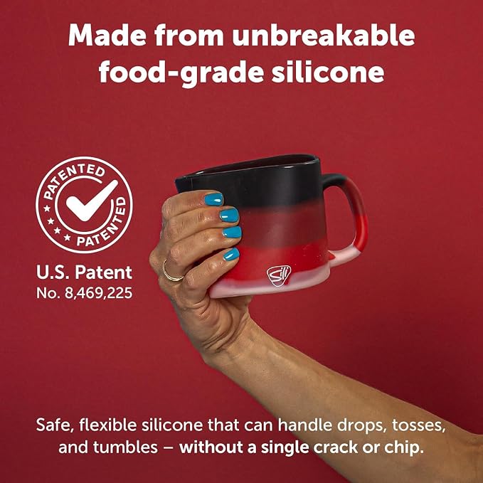 Silipint 16oz Silicone Coffee Mug – Unbreakable Dishwasher Safe Microwave Oven & Freezer Compatible Travel Mug – Non-Toxic Reusable Cup for Hot Coffee Tea or Cold Drinks, Classic Red - Pack of 2