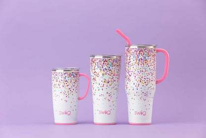Swig Life 22oz Travel Mug, Insulated Tumbler with Handle and Lid, Cup Holder Friendly, Dishwasher Safe, Stainless Steel, Travel Coffee Cup, Insulated Mug with Lid (Confetti)