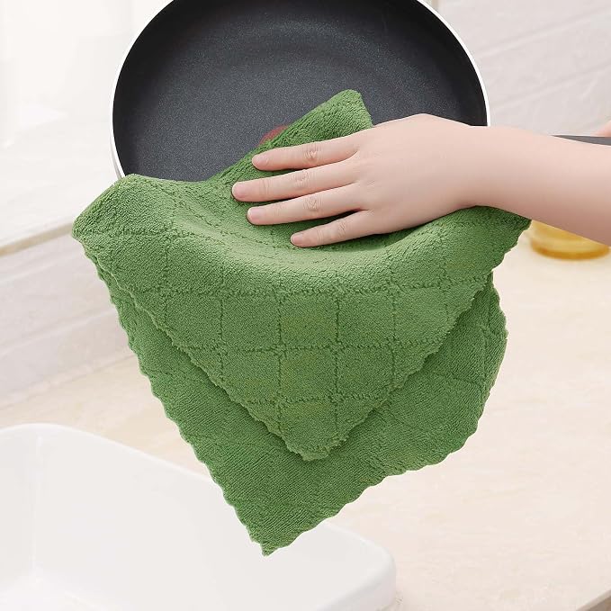 Homaxy 16 Pack Kitchen Cloths Dish Towels-10" x 20", Super Soft and Absorbent Coral Velvet Dishcloths, Fast Drying No Lint Microfiber Cleaning Cloth