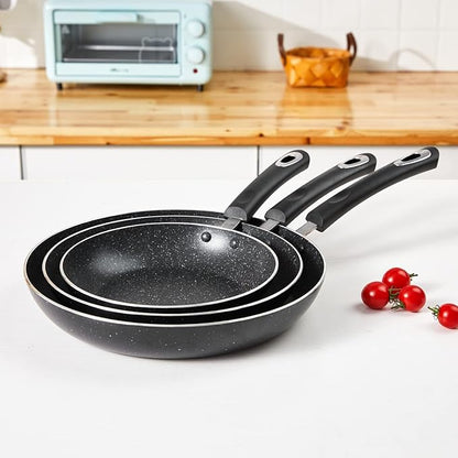 Nonstick Frying Pan Set-3-Pieces Skillet Set Induction Compatible,8 Inch,9.5 Inch and 11 Inch Omelette Pan with Bakelite Handles