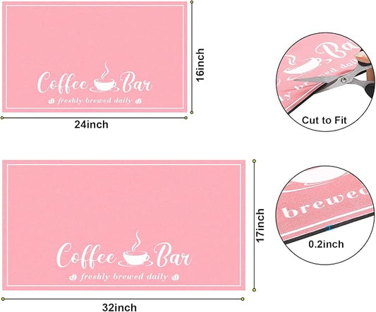 CooRug Absorbent Coffee Mat, Fashion Dish Drying Mat for Kitchen Counter Coffee Bar Accessories Espresso Machine Dish Rack 17" x 32" Pink