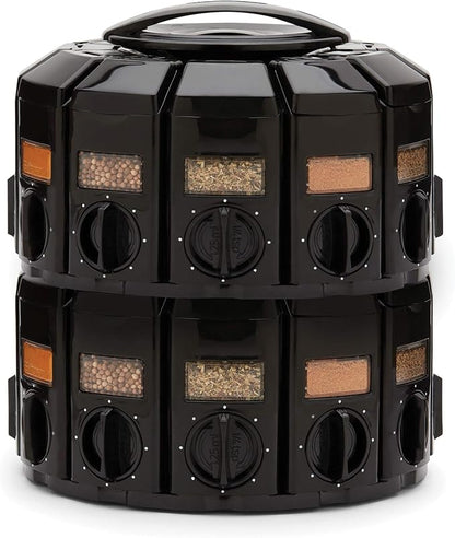 Kitchen Art Spice Rack Select-A-Spice Auto-Measure Carousel 12 Compartments Black 8.75 x 8.75 x 6 inches