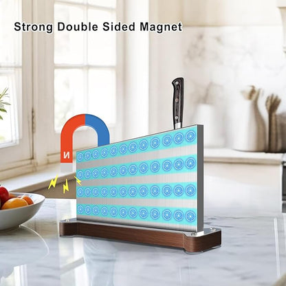 Magnetic Knife Holder Stand,Extra Large Stainless Steel Magnetic Knife Block Without Knives,Power Magnetic Knife Rack Strip,Double Sided Magnet Knife Storage Organizer