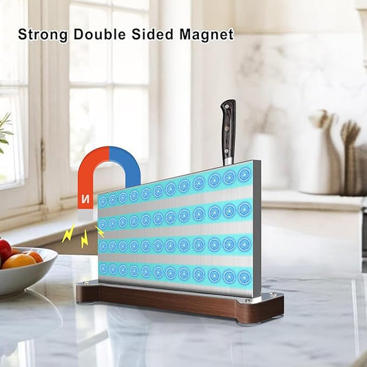 Magnetic Knife Holder Stand,Extra Large Stainless Steel Magnetic Knife Block Without Knives,Power Magnetic Knife Rack Strip,Double Sided Magnet Knife Storage Organizer