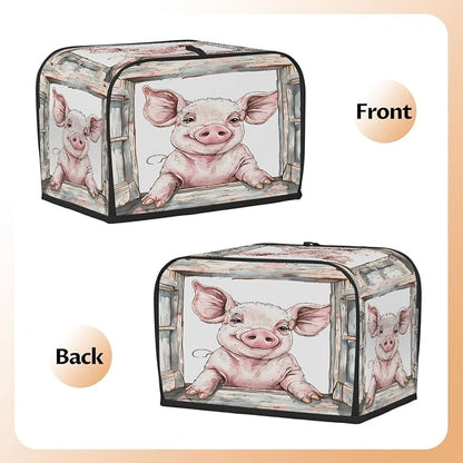 Pig Animal Toaster Cover 4 Slice Wide Slot Washable Toaster Covers | Retro Art Dust and Fingerprint Protection Bread Maker Covers for Kitchen Accessories Decor Bakeware Women Gift