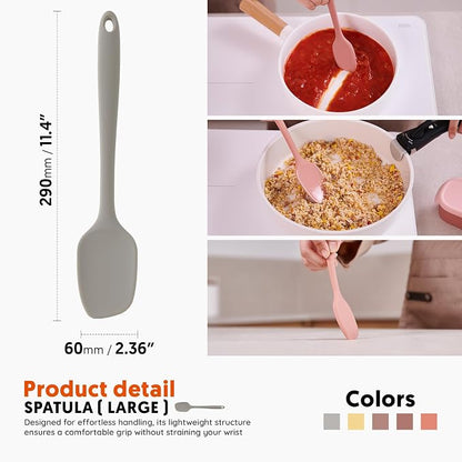 Platinum Silicone Spatula – BPA Free Silicone Spatula for Cooking – Heat Resistant Cooking Utensils for Non Stick Pans – One-Piece Spoonula for Baking, Mixing & More – Kitchen Scraper 11.4” Gray