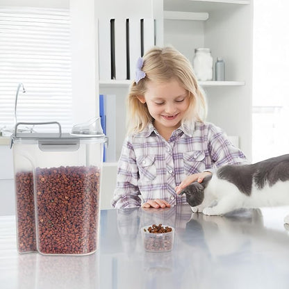 LEAWALK 5Lbs Airtight Cat Dog Food Storage Container with Upgraded Large Nozzle BPA-Free, Pet Food Storage Containers for Rice, Grain, Pet Food, Flour, Dog Treat Storage (Clear Grey, 5L-1pack)